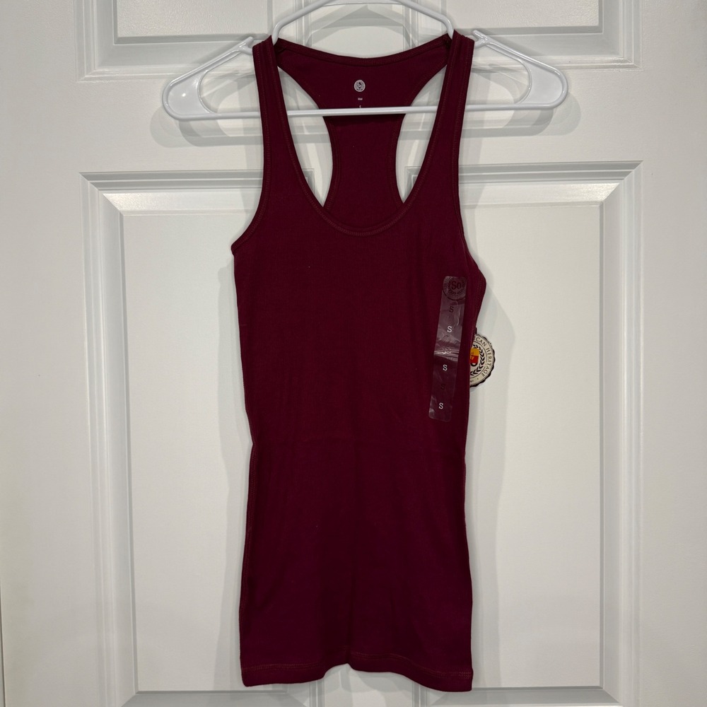 SO‎ Authentic American Heritage Ribbed Racerback Tank Top Burgundy Size Small